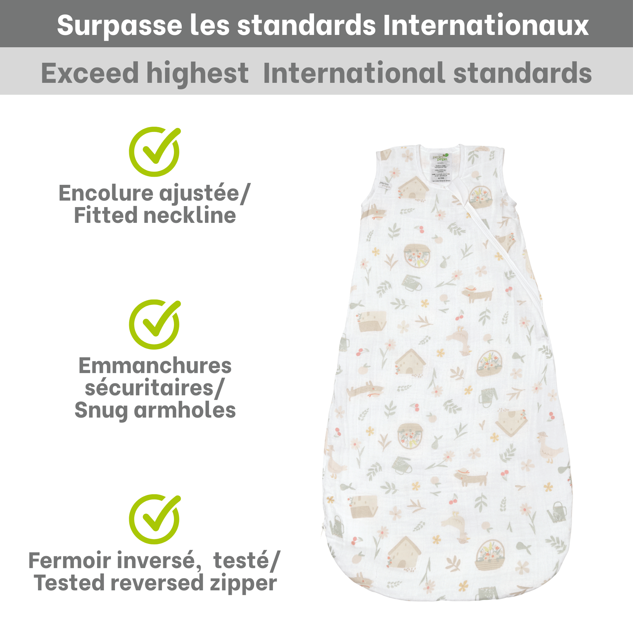 Cotton muslin sleep sack - Picnic (0.7 tog)