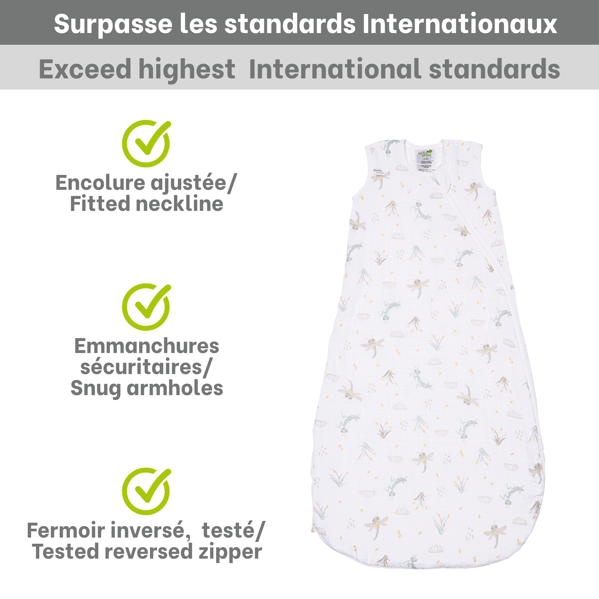 Cotton muslin sleep sack - Insects (0.7 tog)