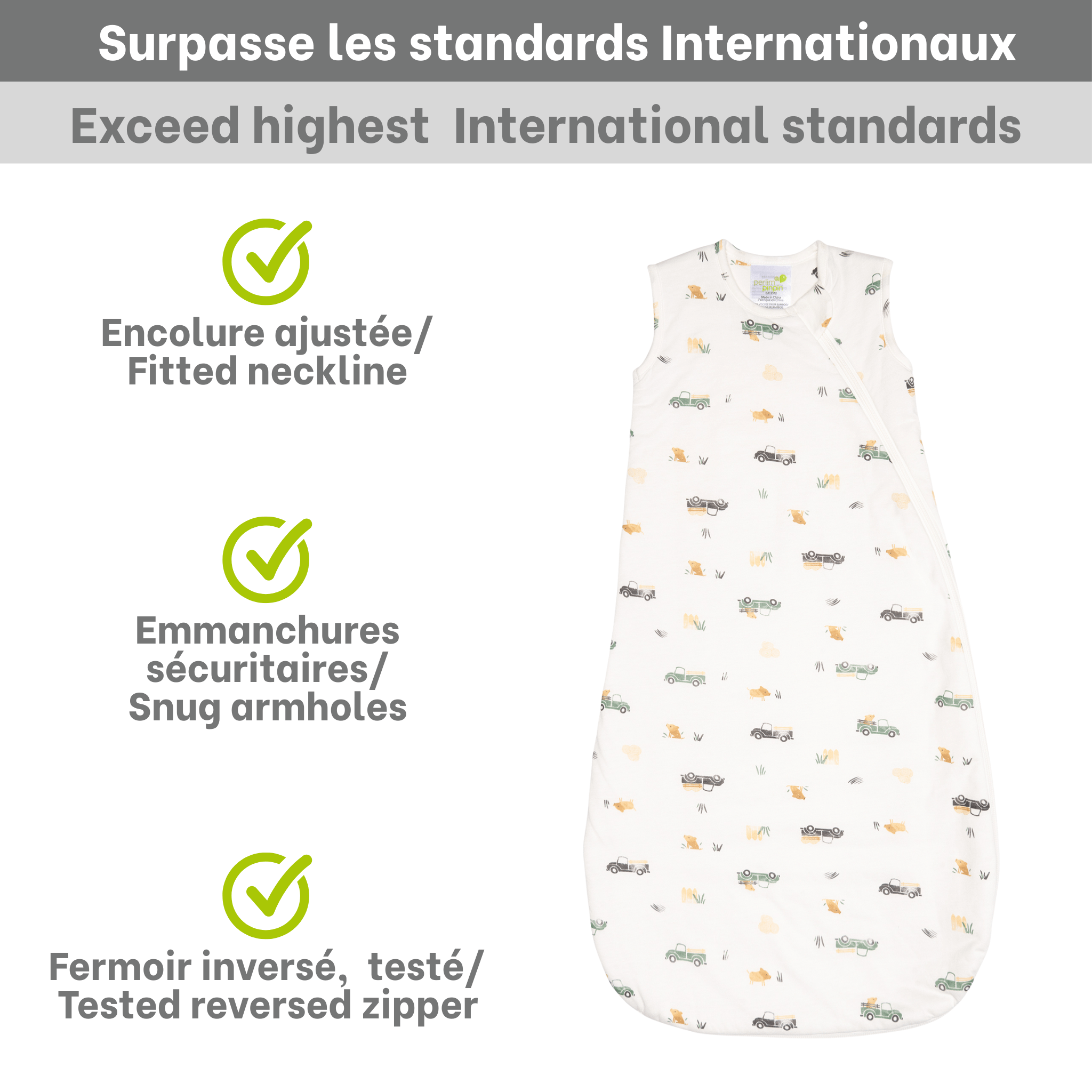 Quilted bamboo sleep sack - Prairies (2.5 togs)
