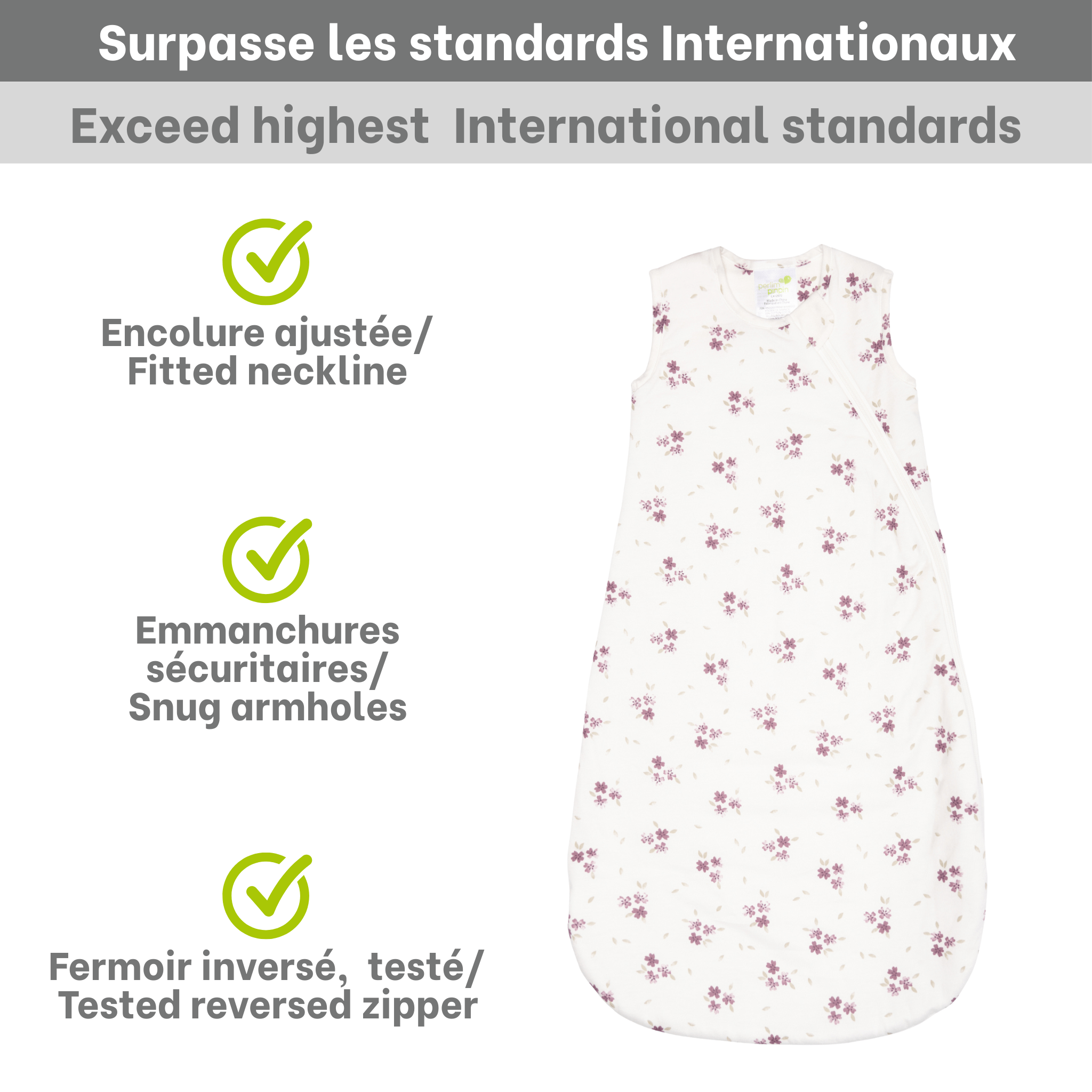 Quilted bamboo sleep sack - Malvas (2.5 togs)