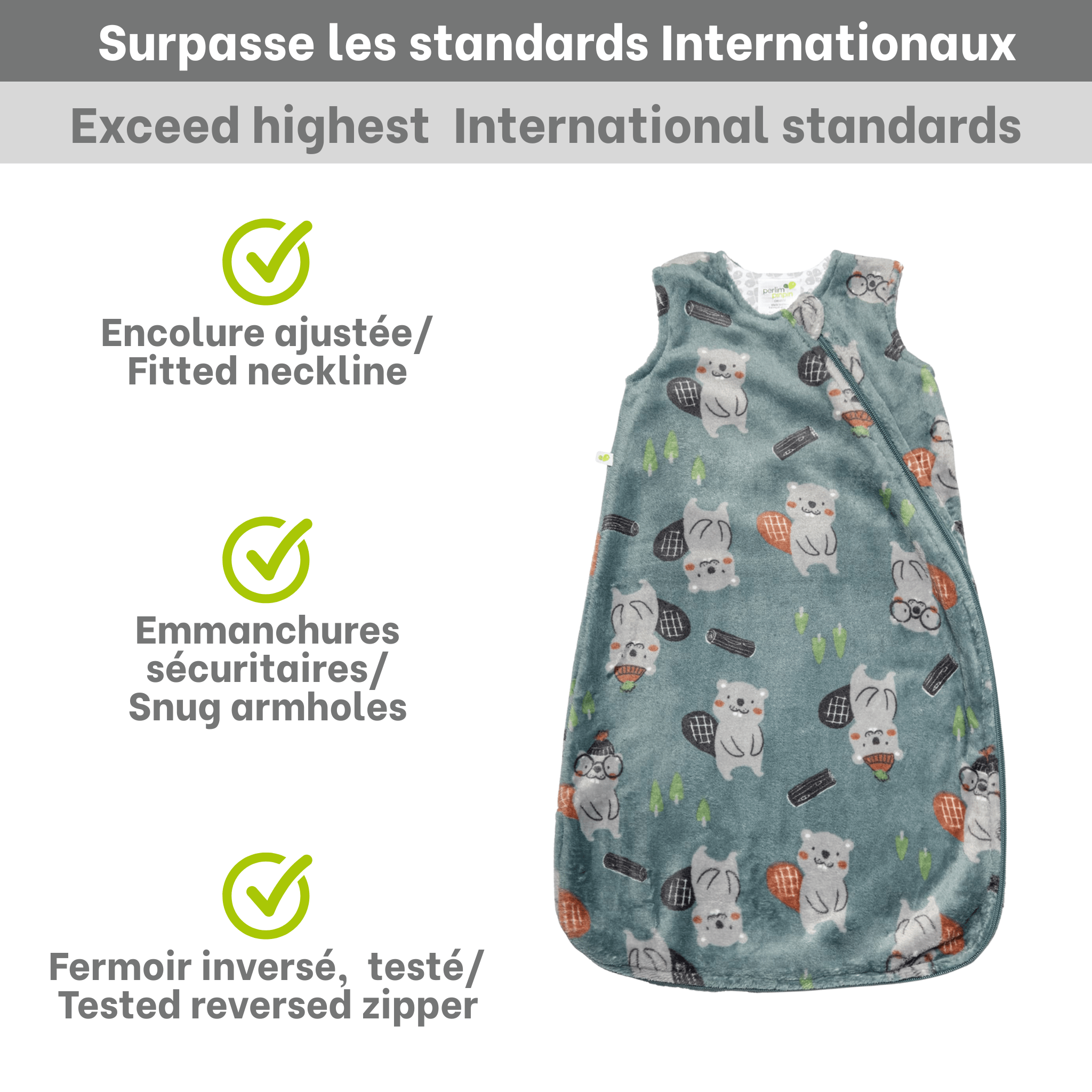 Sac de nuit en peluche - Castors (1.5 Togs)