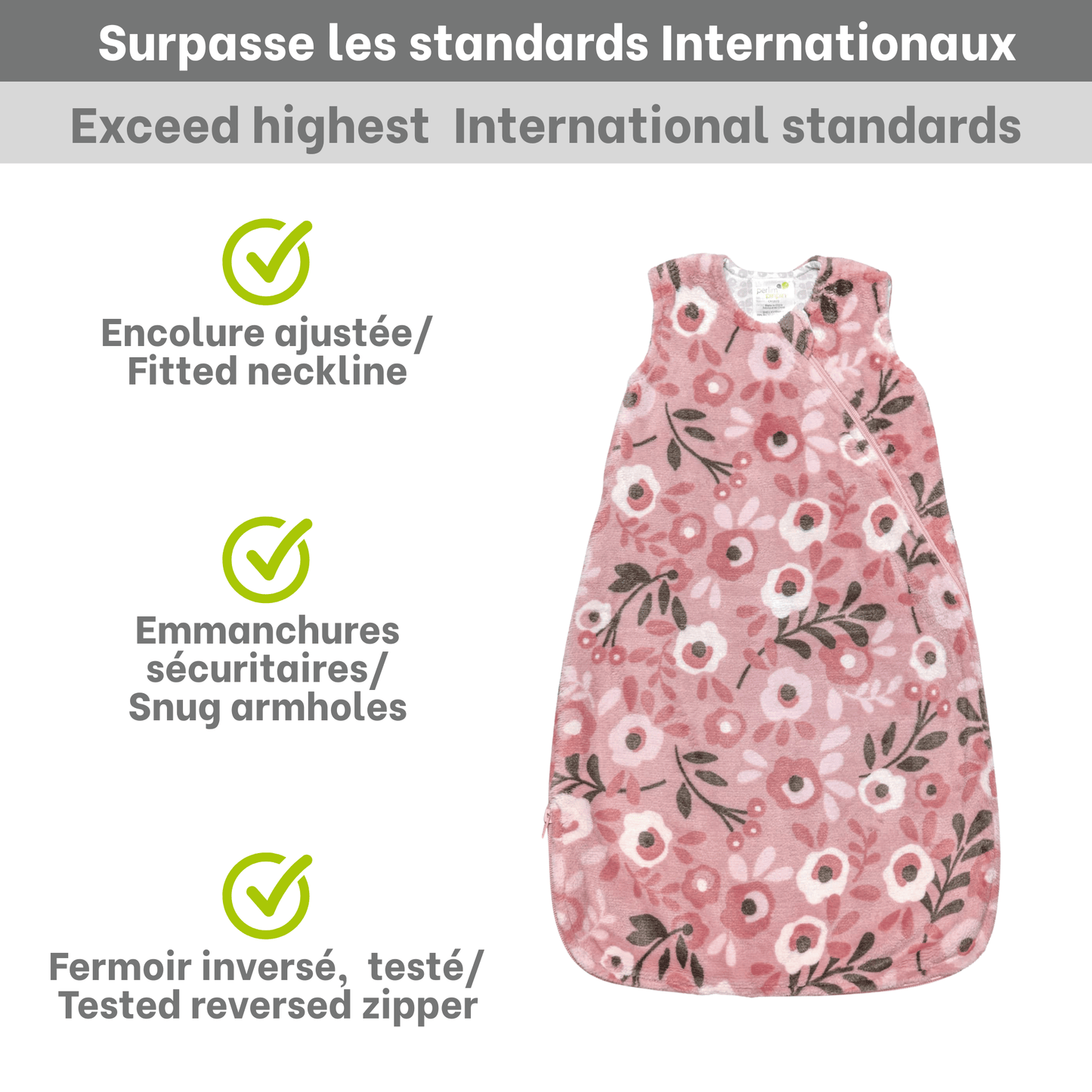 Sac de nuit en peluche - Roses (1.5 Togs)