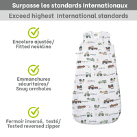 Cotton muslin sleep sack - Tractors (0.7 tog)