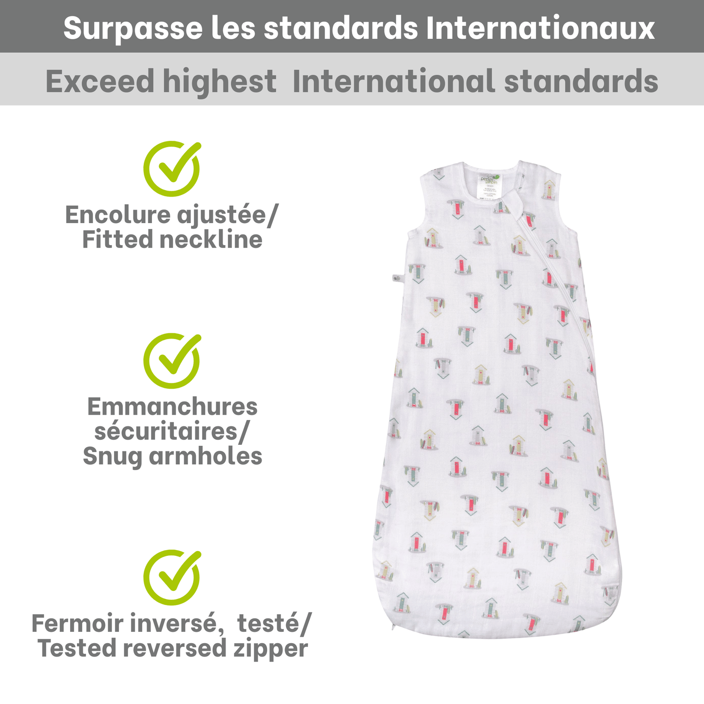 Cotton muslin sleep sack - Beach House (0.7 tog)