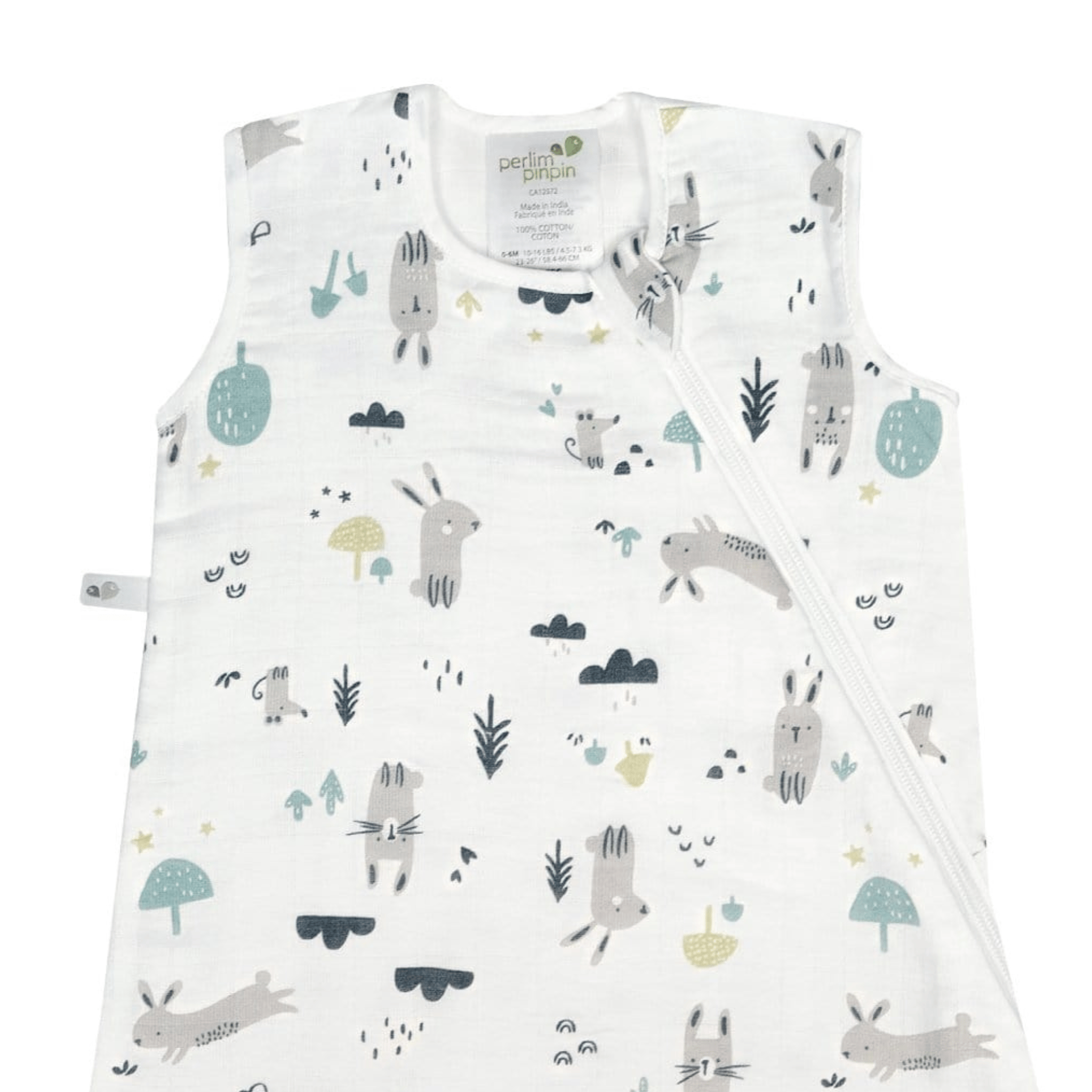 Sac de nuit mousseline de coton - lapins (0.7 tog)