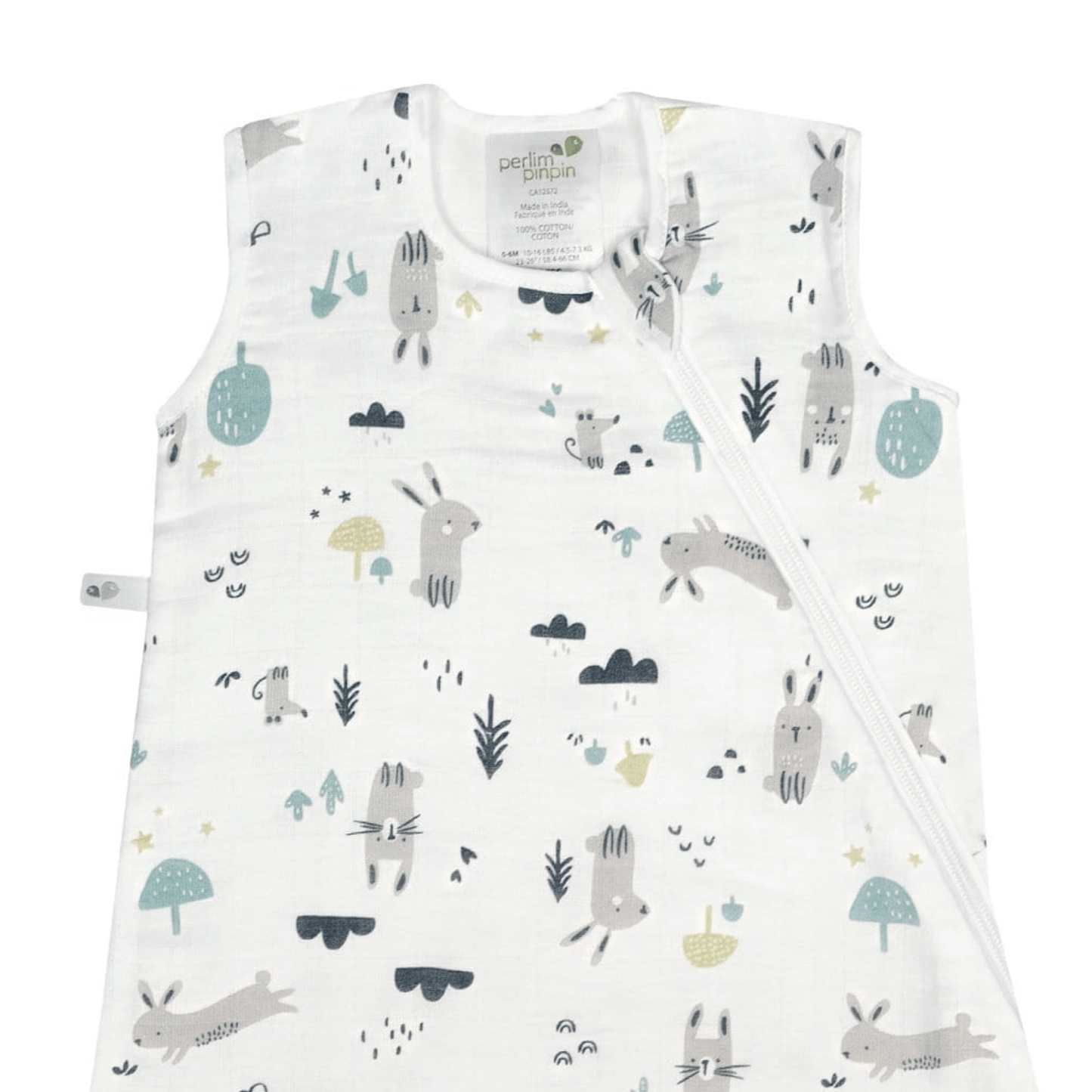 Sac de nuit mousseline de coton - lapins (0.7 tog)