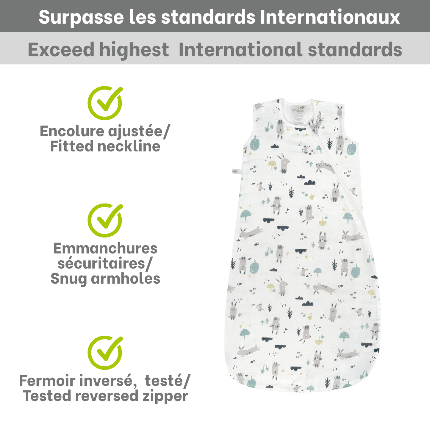 Sac de nuit mousseline de coton - lapins (0.7 tog)