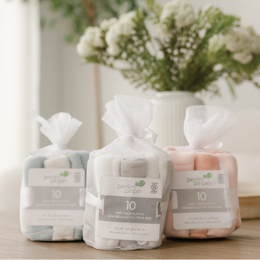 Baby washcloth set (10) - Teal & Beige