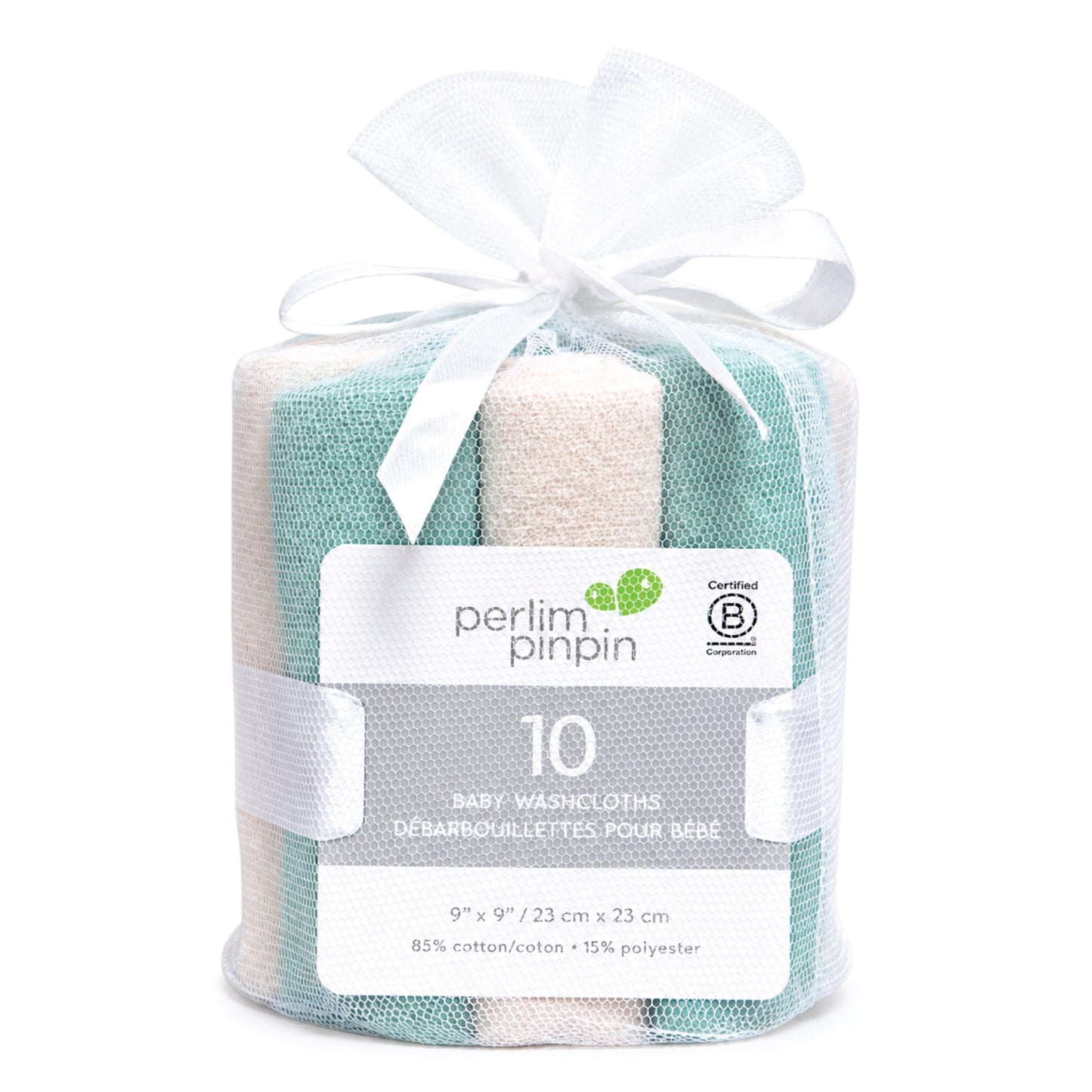 Baby washcloth set (10) - Teal & Beige