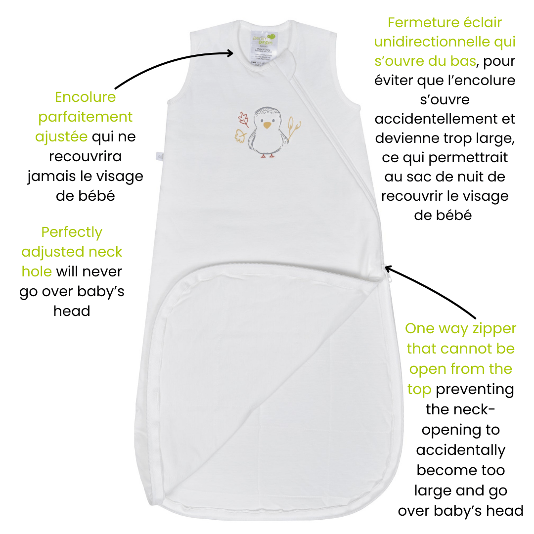 Quilted cotton sleep sack - Ivory Duck (1.0 tog)