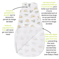 Cotton muslin sleep sack - Rhinos (0.7 tog)