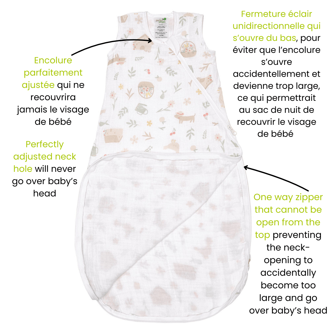 Cotton muslin sleep sack - Picnic (0.7 tog)