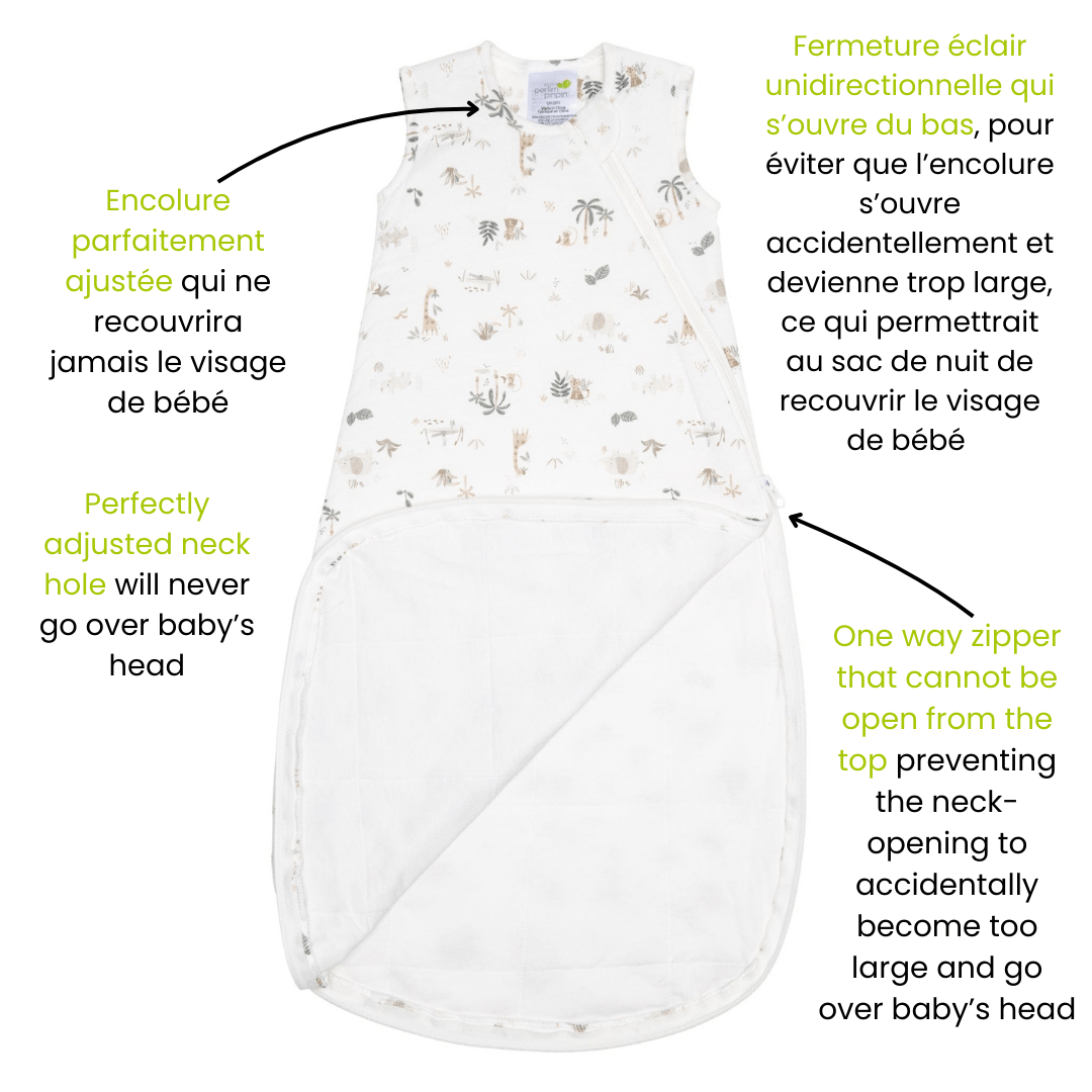 Quilted bamboo sleep sack - Jungle (1.0 tog)