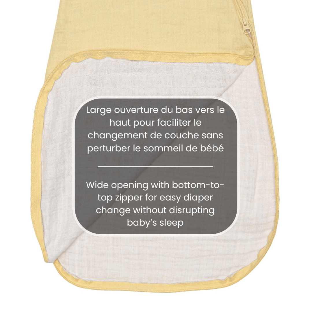 Cotton muslin sleep sack - Lemon (0.7 tog)