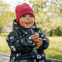Cotton beanie with ears - Raspberry