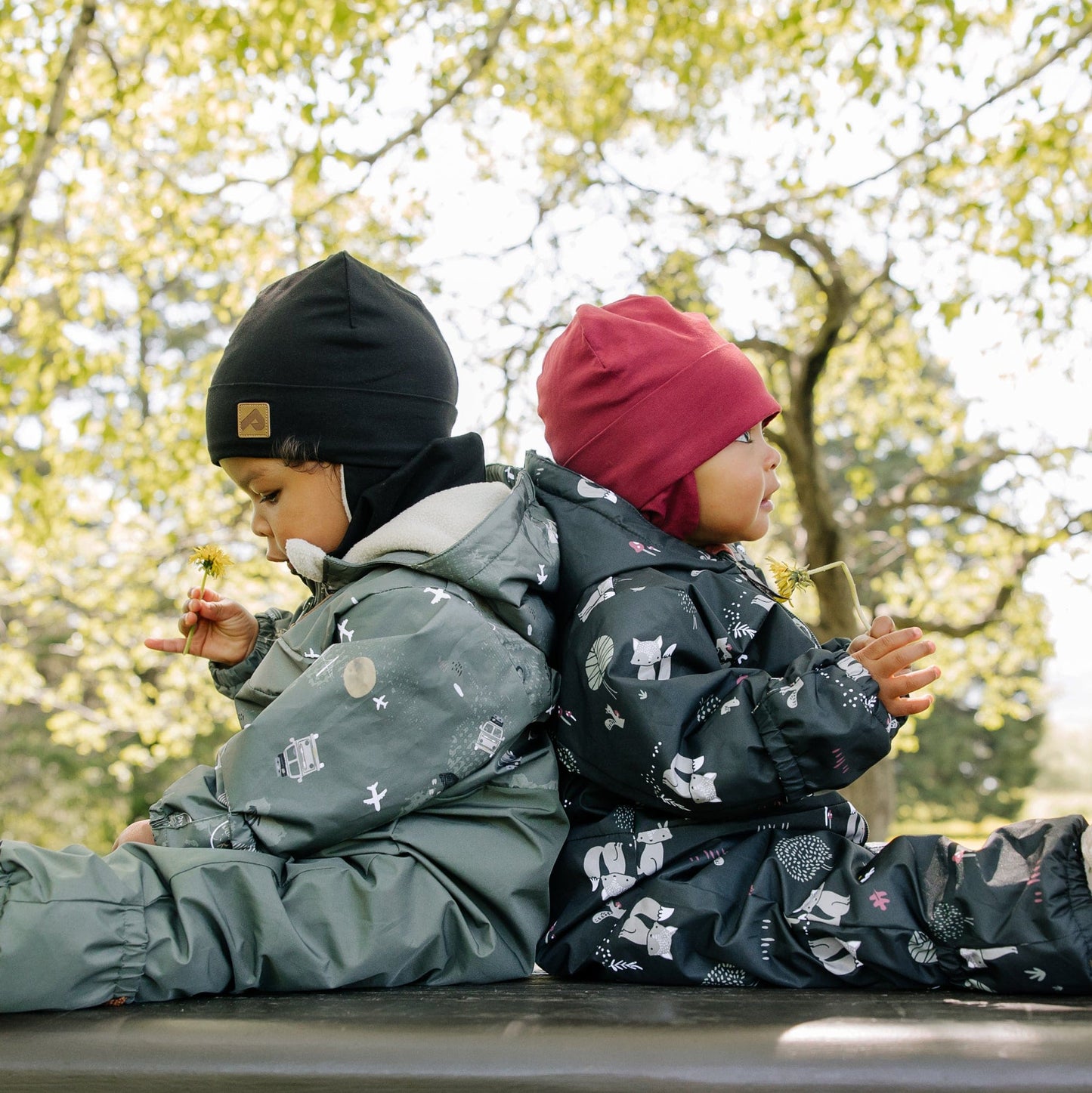 Cotton beanie with ears - Raspberry