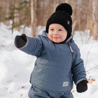 Tuque d'hiver avec pompon détachable et cordon - Noir