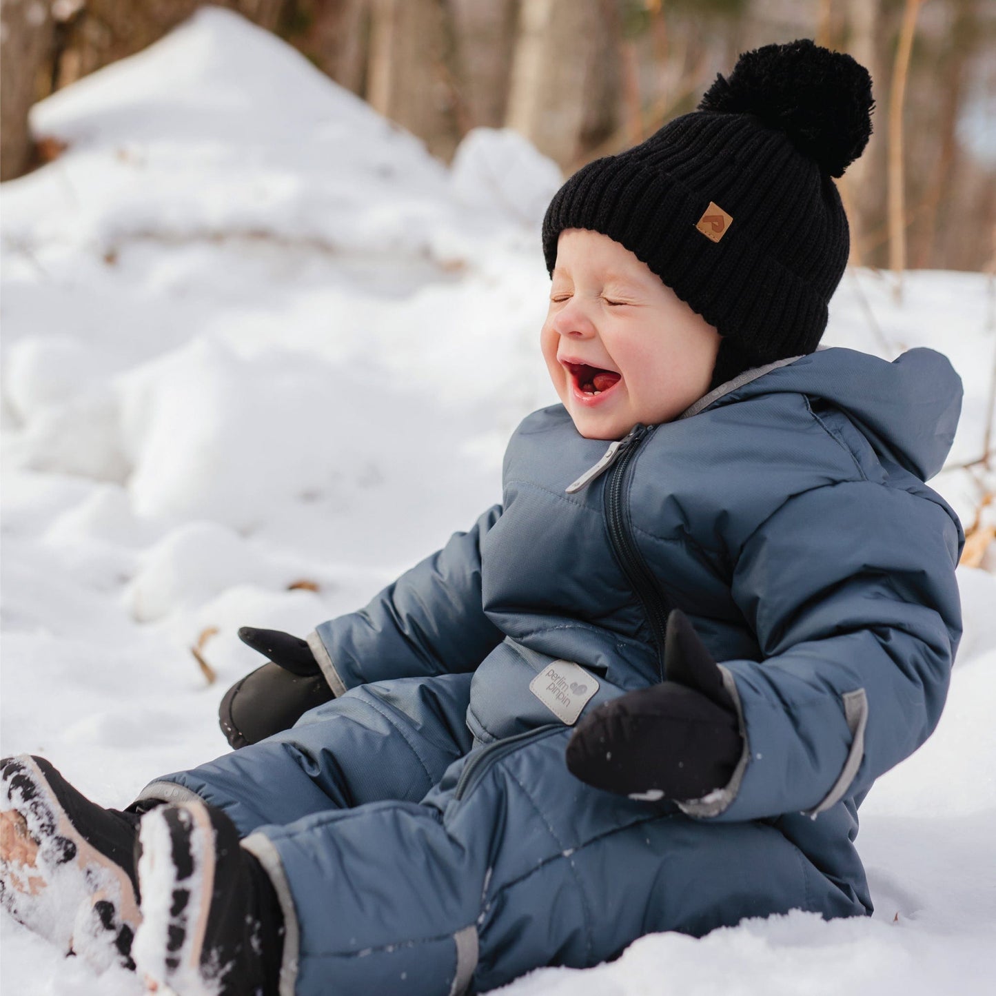 Tuque d'hiver avec pompon détachable et cordon - Noir