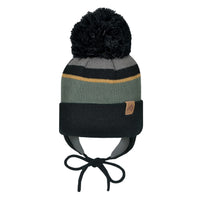 Tuque d'hiver à oreilles en acrylique - Ardoise/Miel/Armée/Noir
