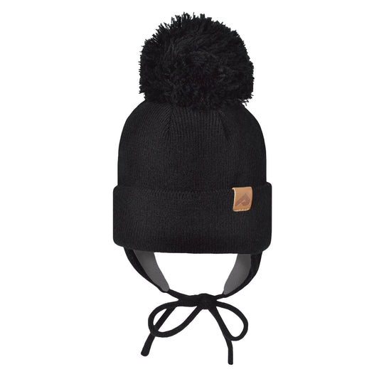 Acrylic hat with fleece lining and ears - Black