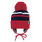 Tuque d'hiver à oreilles en acrylique - Cerise, blanc et marine