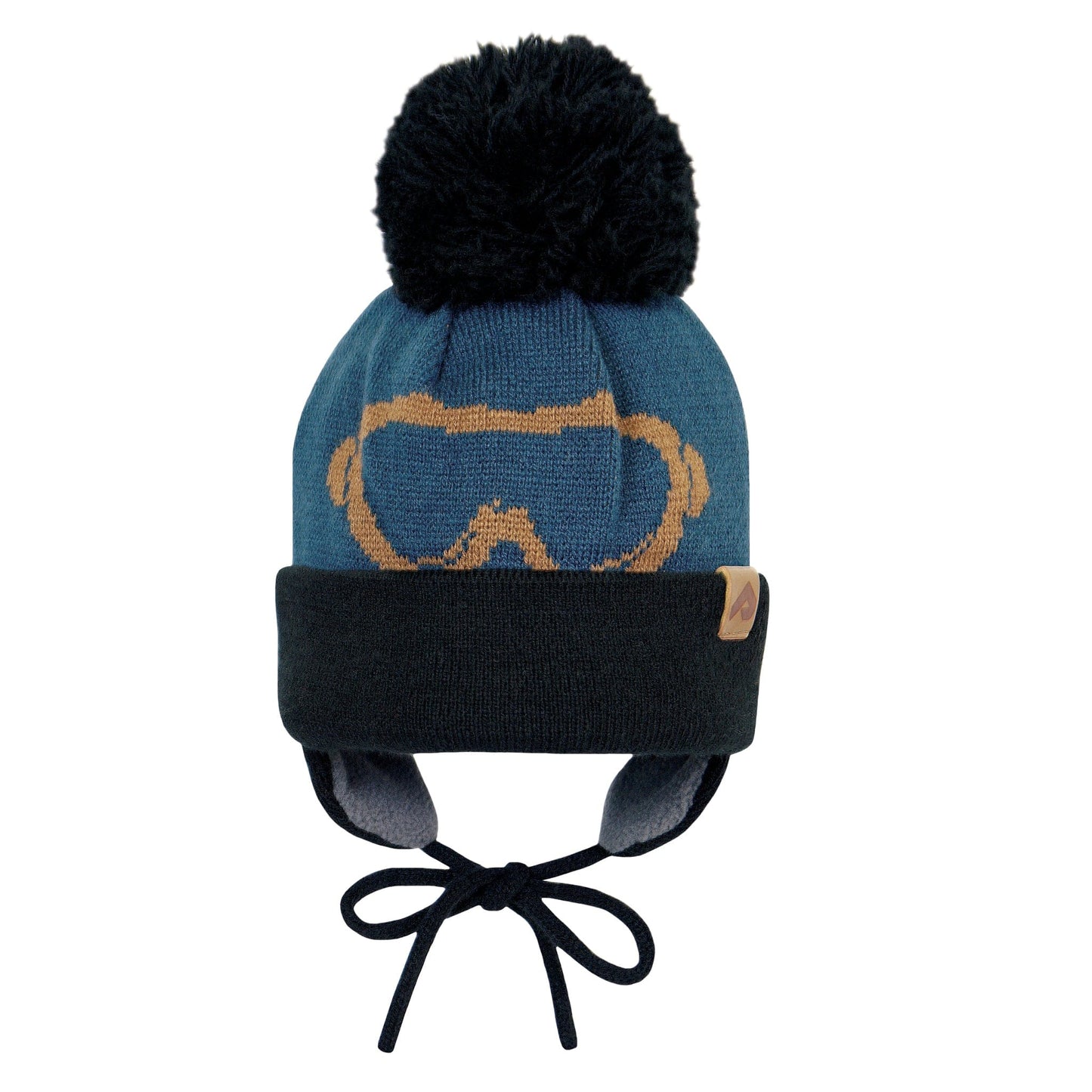 Tuque d’hiver à oreilles en acrylique - Nuit, cumin et noir