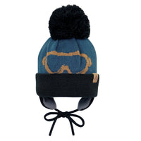 Tuque d’hiver à oreilles en acrylique - Nuit, cumin et noir