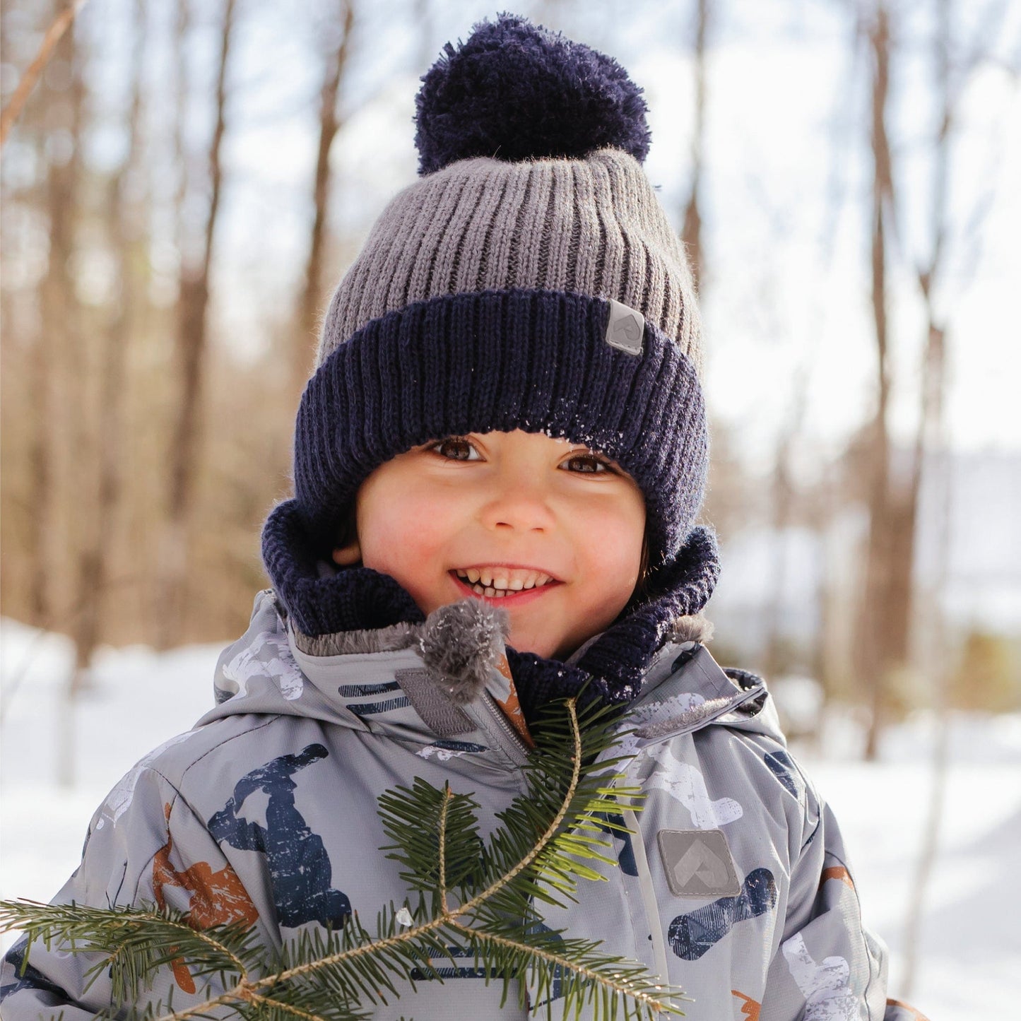 Tuque d'hiver pour garçon - Gris & Marine