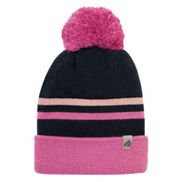 Acrylic hat with fleece lining - Black, Peach & Blackcurrant