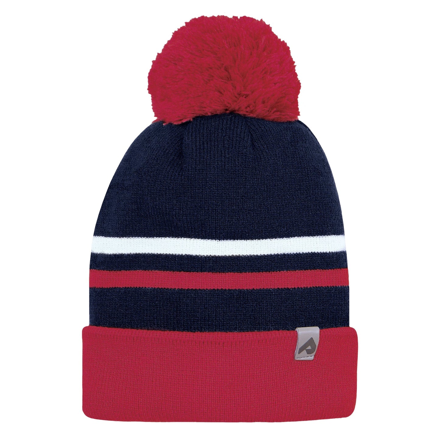 Tuque d'hiver en acrylique - Cerise, blanc et marine