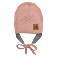 Jersey hat with fleece lining & strings - Blush