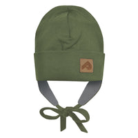 Jersey hat with fleece lining & strings - Green