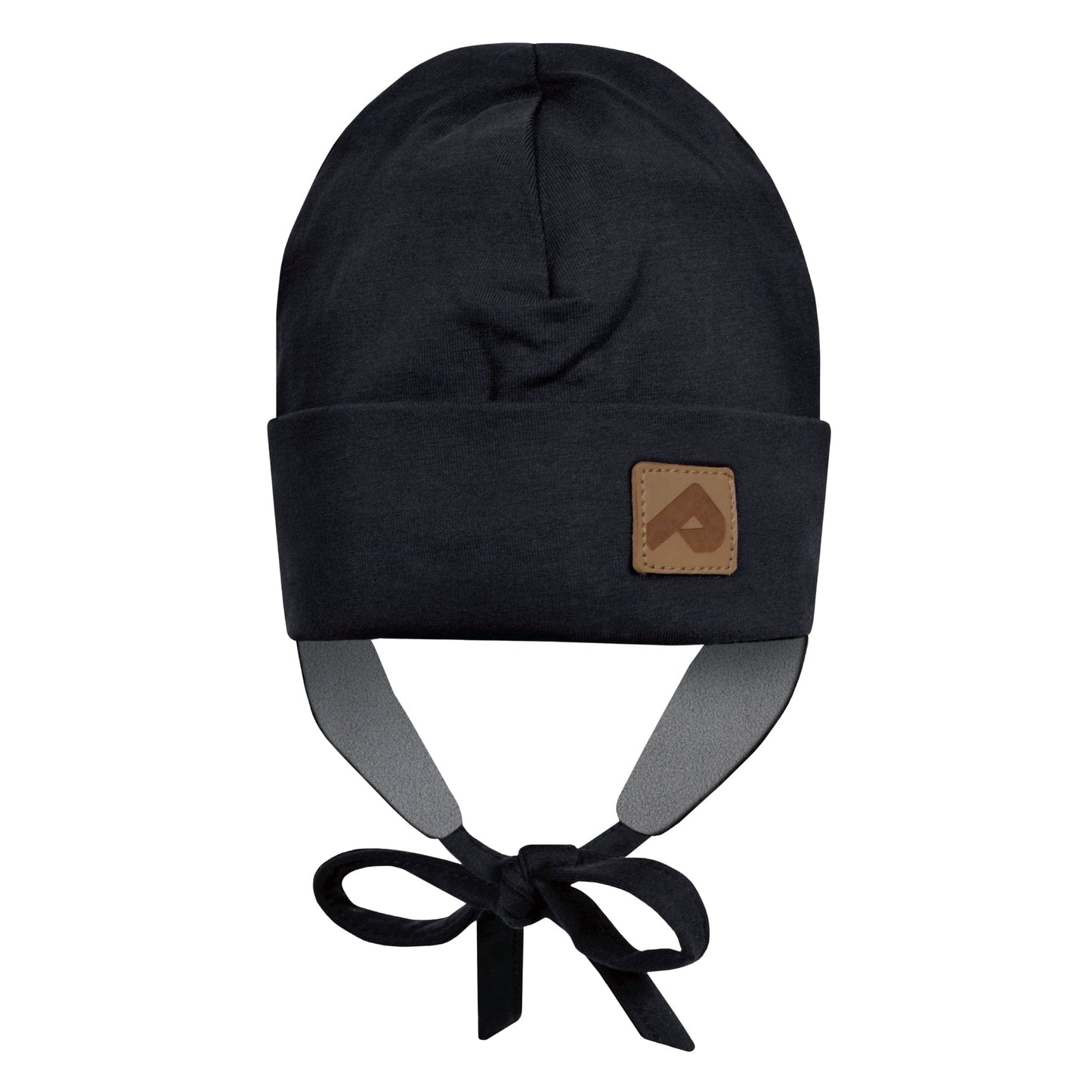 Jersey hat with fleece lining & strings - Black