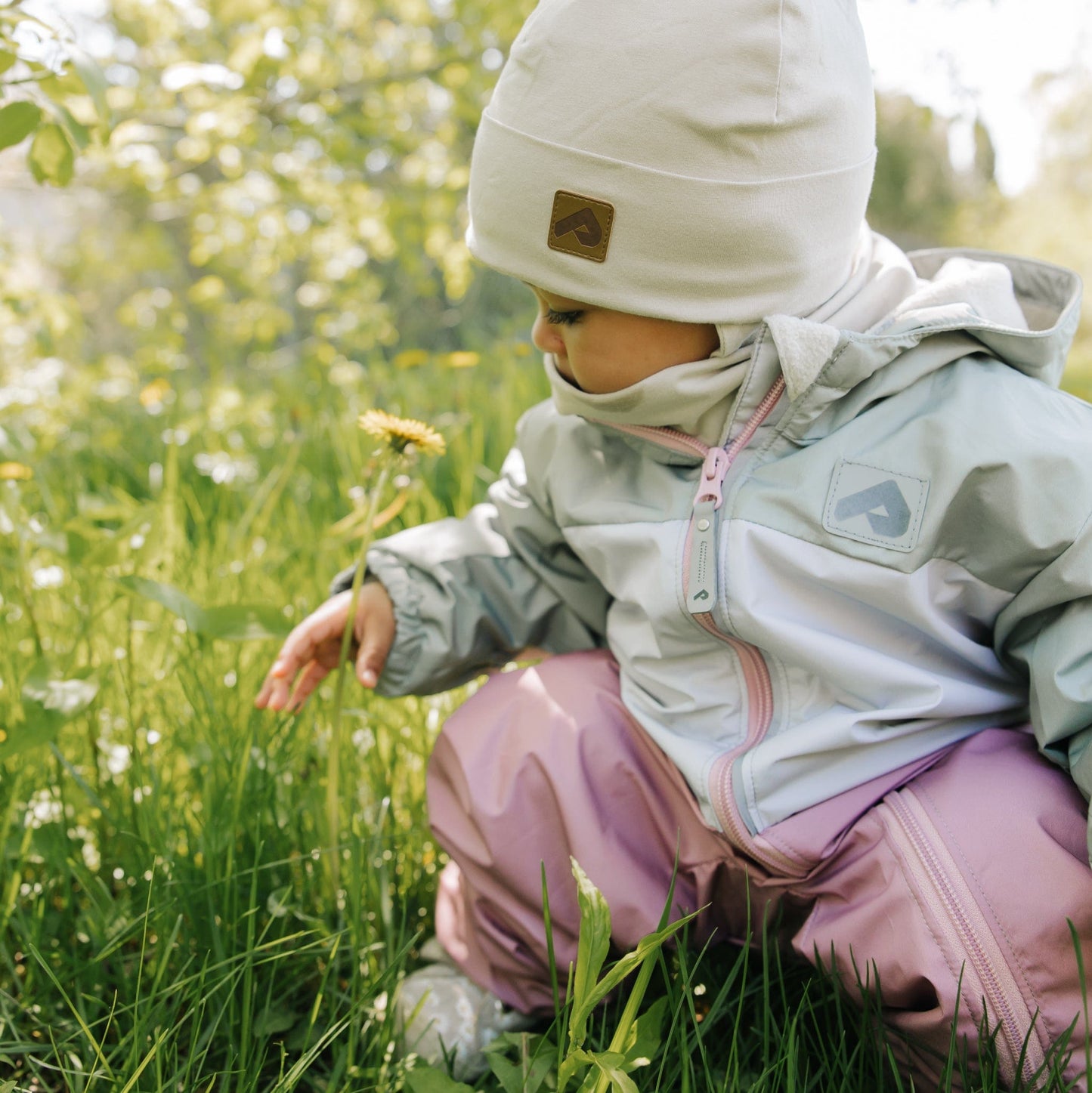 Mid-season bunting for baby - Olive, sand and cosmos