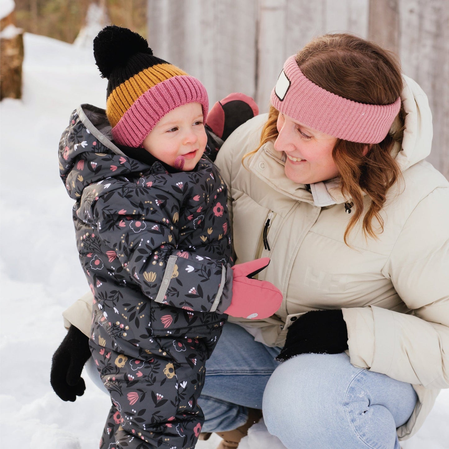 One piece baby snowsuit - Flowers