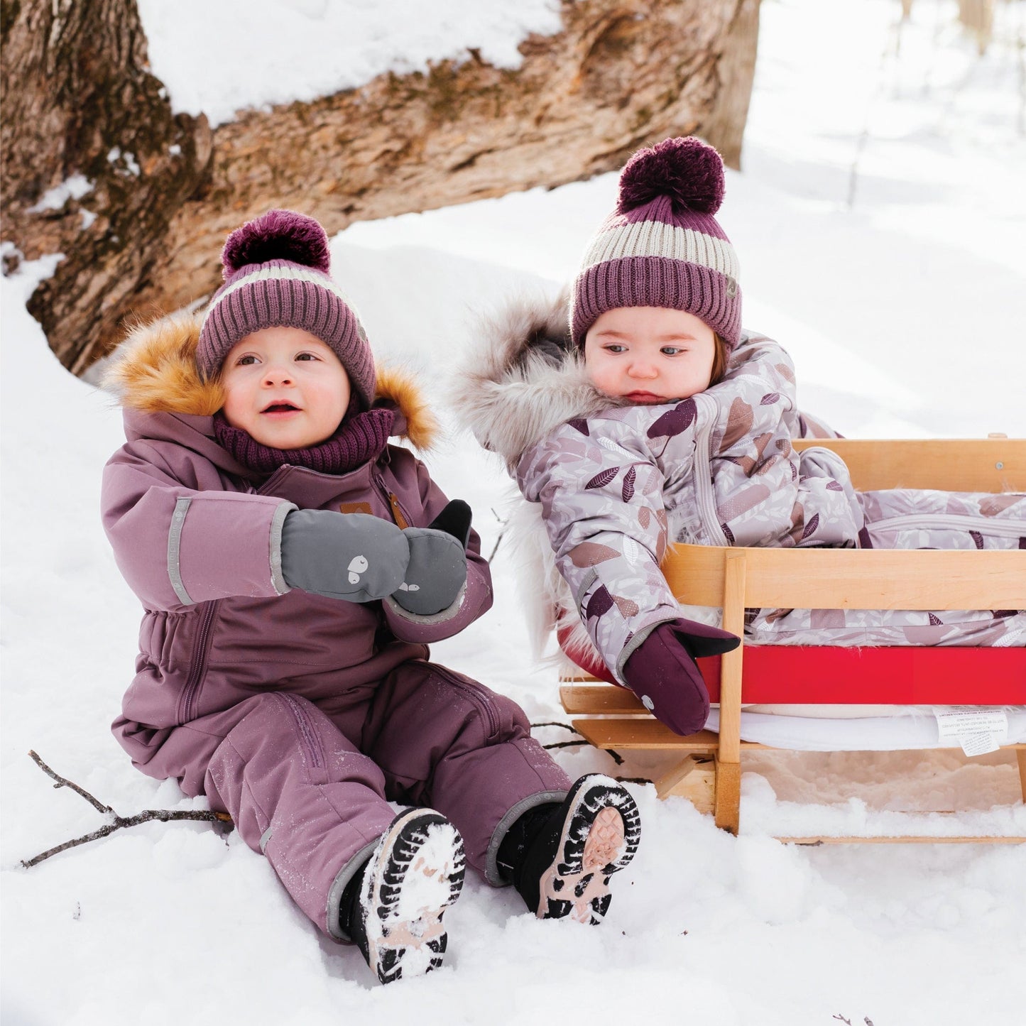 One piece baby snowsuit - Blush textured