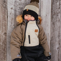 One piece toddler snowsuit - Taupe, Beige & Black