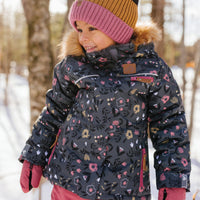 Two piece girl kid snowsuit - Flowers