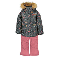 Two piece girl kid snowsuit - Flowers