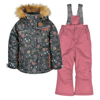 Two piece girl kid snowsuit - Flowers