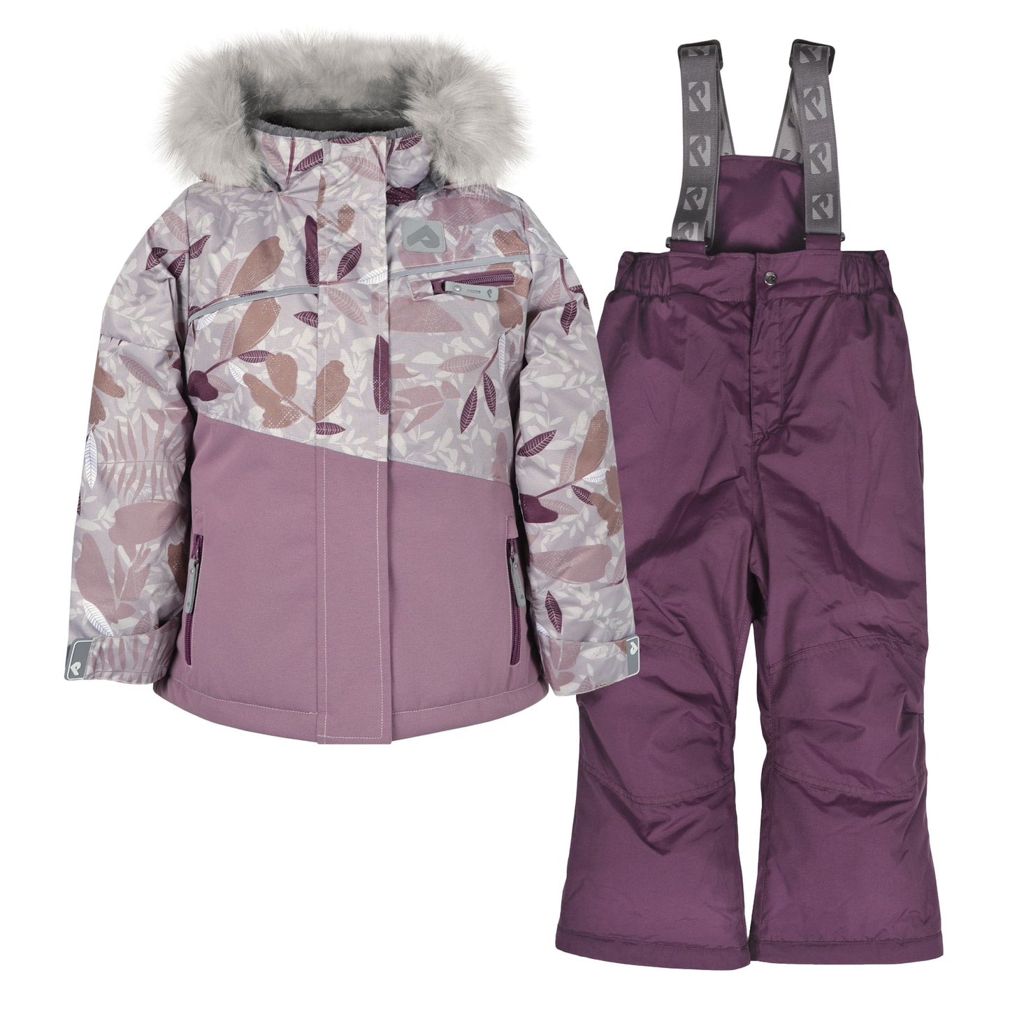 Two piece girl kid snowsuit - Leaves