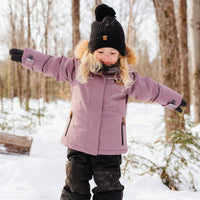 Two piece girl kid snowsuit - Blush textured