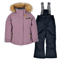 Two piece girl kid snowsuit - Blush textured