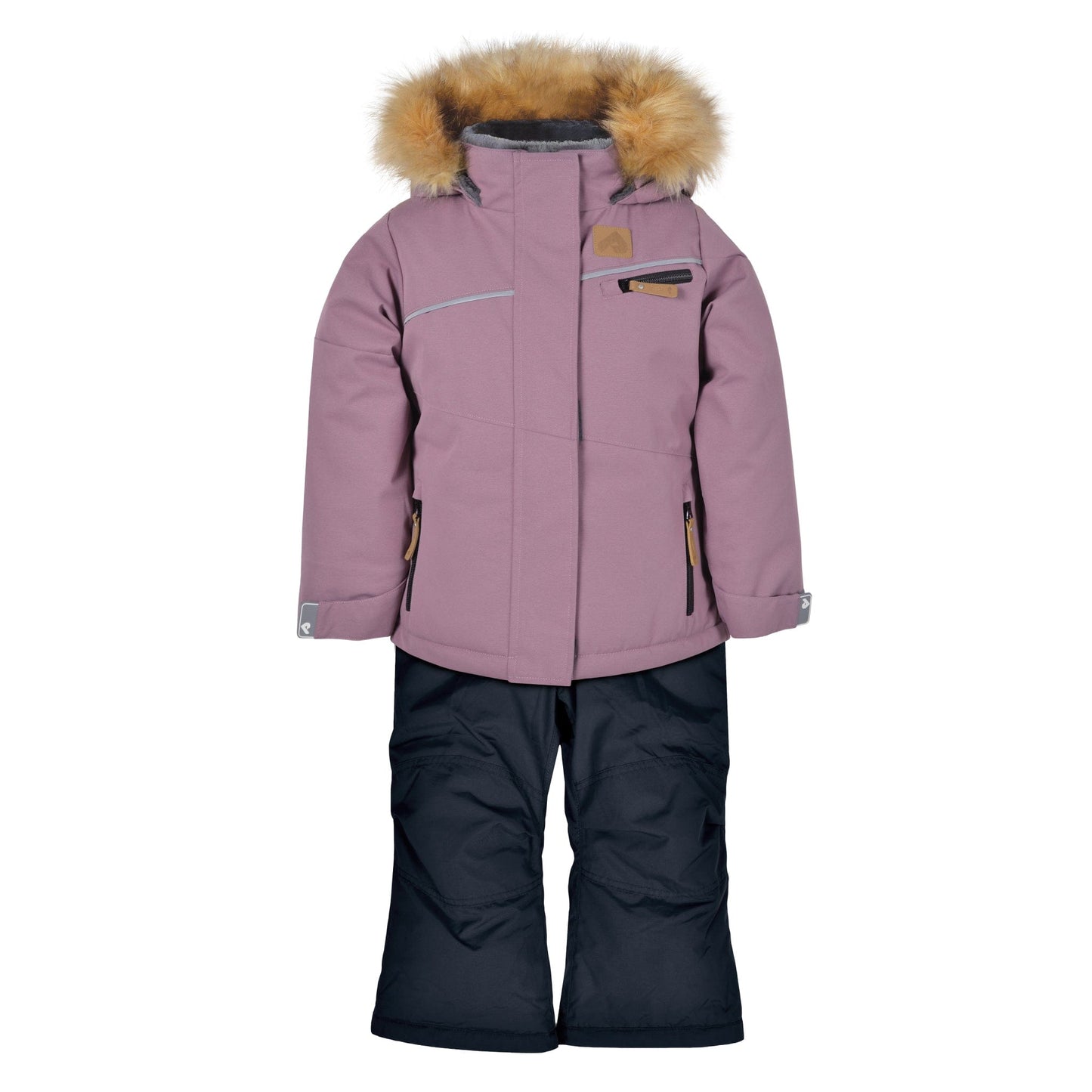 Two piece girl kid snowsuit - Blush textured