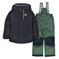 Two piece boy kid snowsuit - Black & Hunter