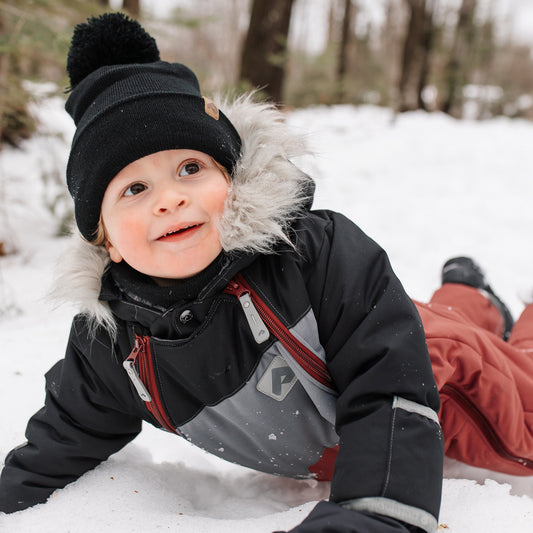 Habit de neige 1 pièce pour bébé - Noir, Ardoise et Grenat