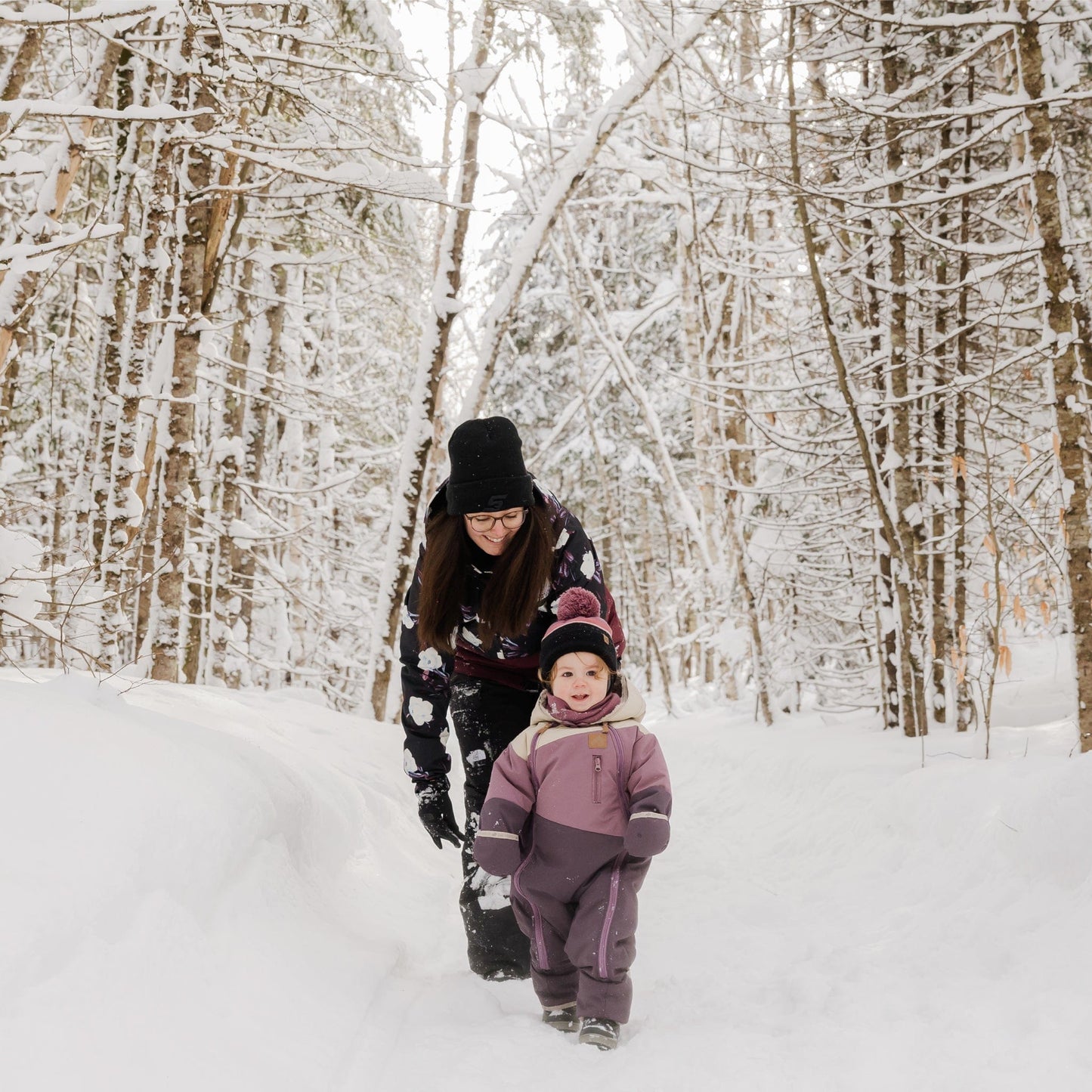 Habit de neige 1 pièce pour bébé - Prune, popino, & beige
