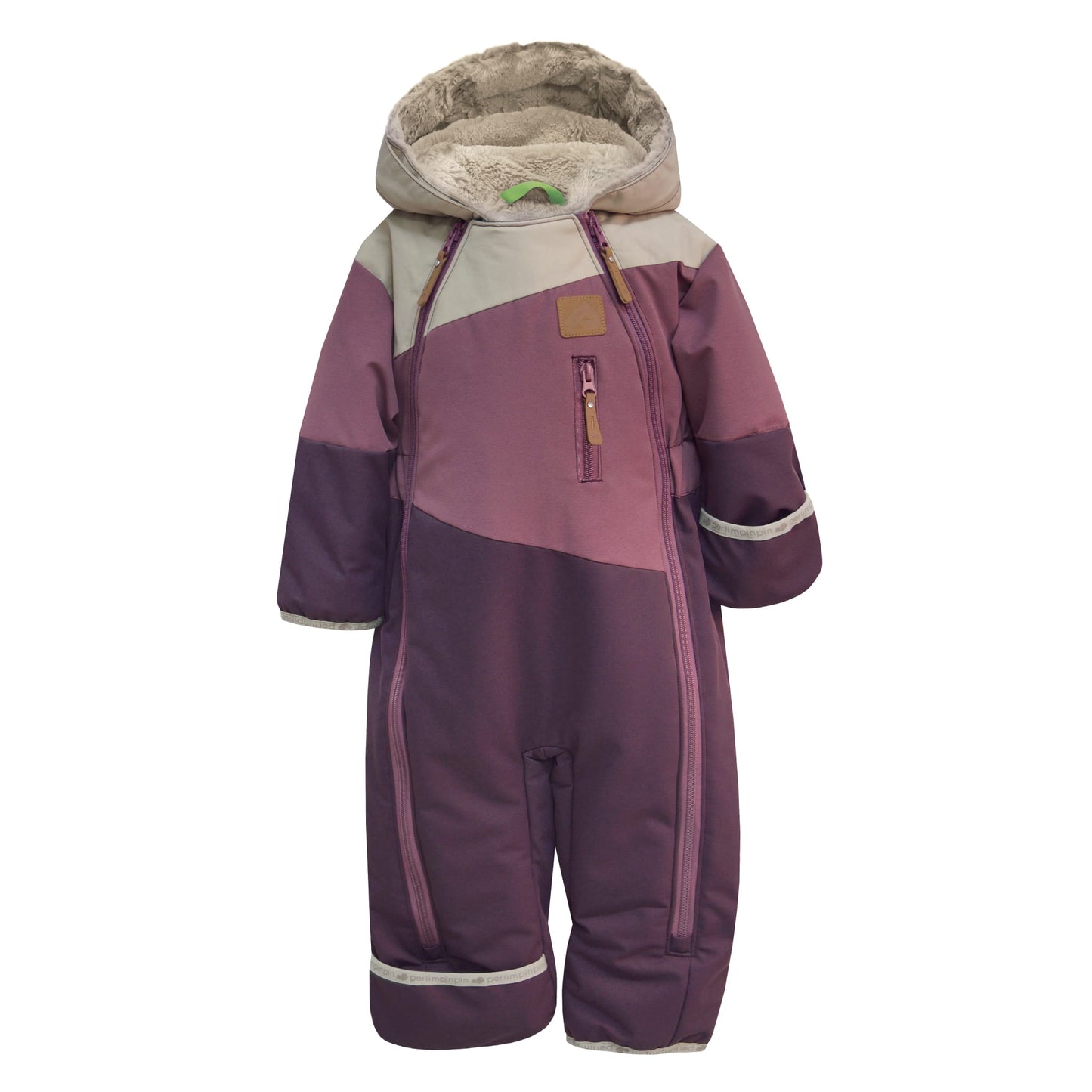 One piece baby snowsuit - Plum, Popino & Beige