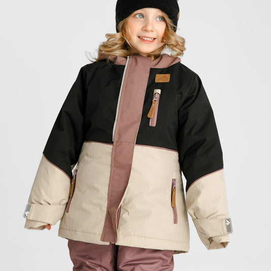 Two piece kid snowsuit - Plum, Black & Beige
