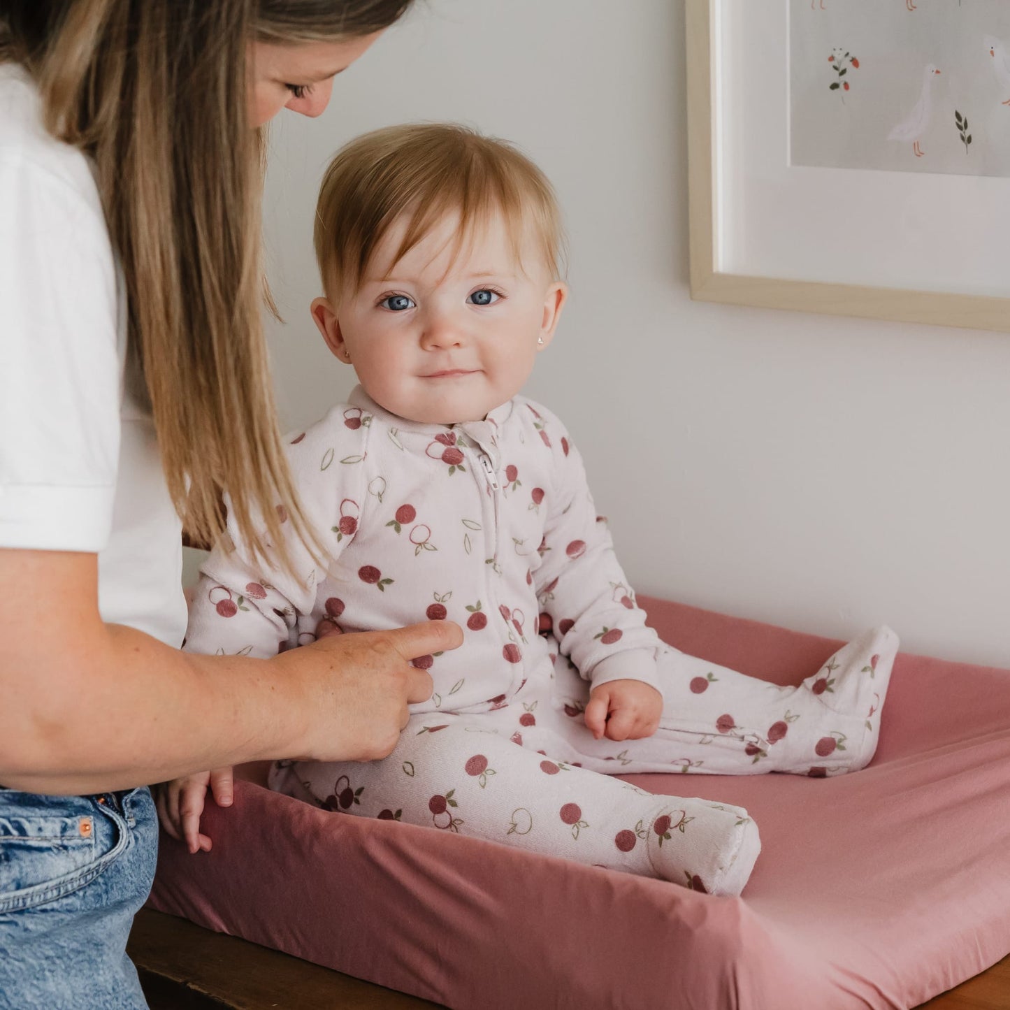 Pyjama pour bébé en velours - Pommes